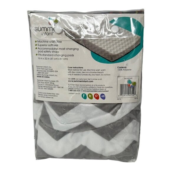 Summer Ultra Plush Changing Pad Cover Chevron Gray White Soft Baby Gift - Picture 6 of 7